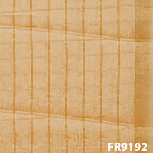 Zari Checks Jute Silk With Zari Border Fabric-FR9192