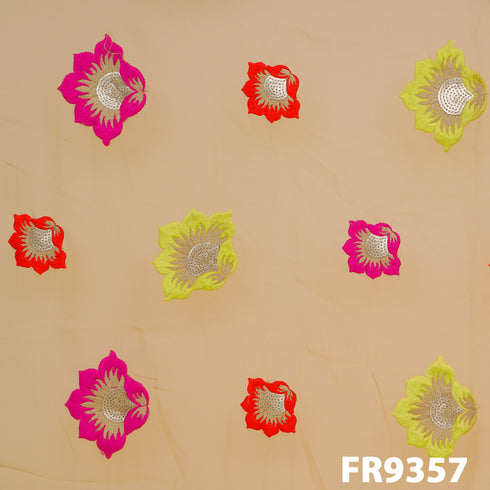 Thread Sequins Embroidered Georgette Fabric-FR9357