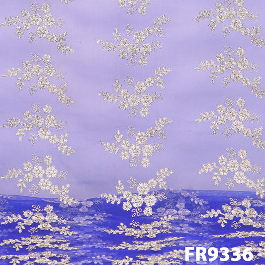 Embroidered Zari Net Fabric-FR9336