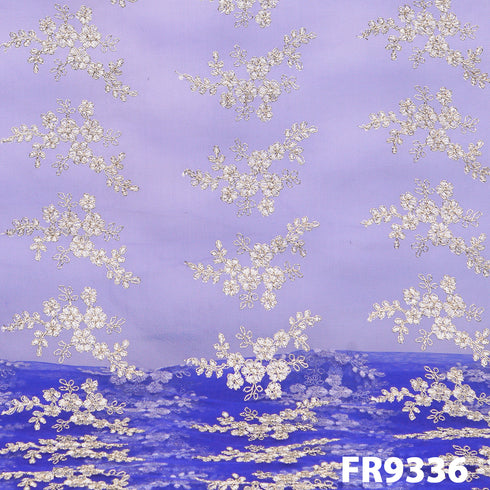 Embroidered Zari Net Fabric-FR9336