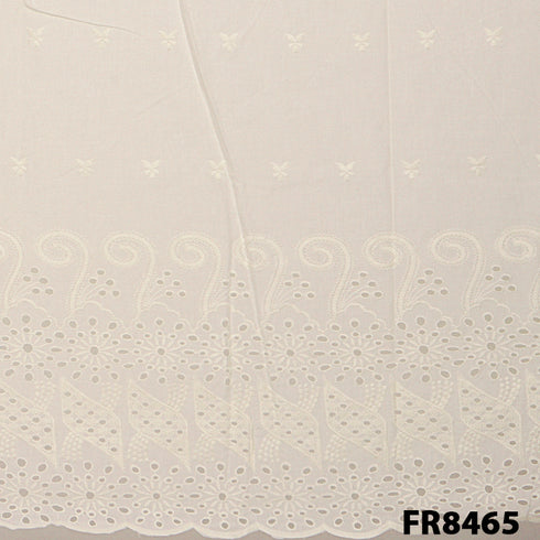 Embroidered Cut Work Border Cotton Fabric-Fr8465