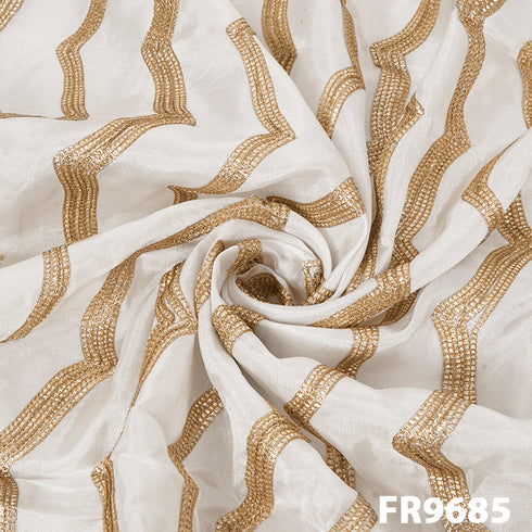 Dyeable Upadda Silk With Gota Patti Fabric-FR9685