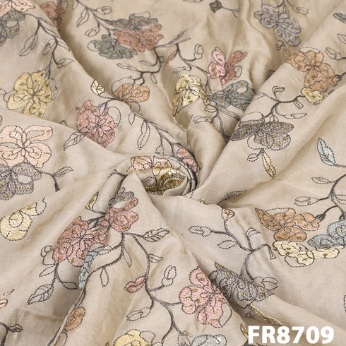 Embroidered Sequins Monga Silk Fabric FR8709