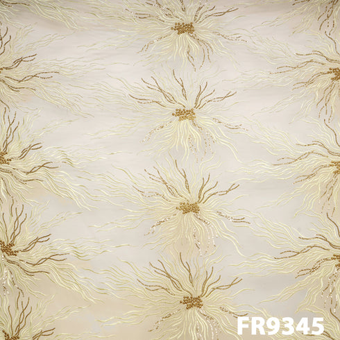 Thread Sequins Embroidered Net With Zari Fabric-FR9345