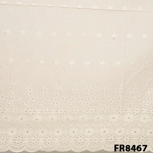 Embroidered Cut Work Border Cotton Fabric-Fr8467
