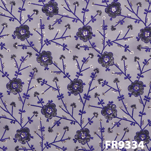 Thread Sequins Embroidered Net Fabric-FR9334