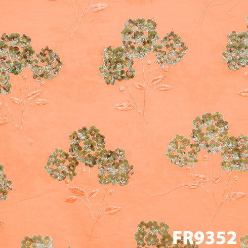 Thread Sequins Embroidered Georgette Fabric-FR9352
