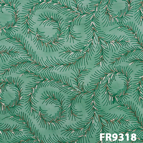 Thread Sequins Embroidered Net Fabric - FR9318