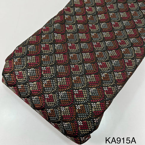 Thread Embroidered Sequins Raw Silk Fabric KA915