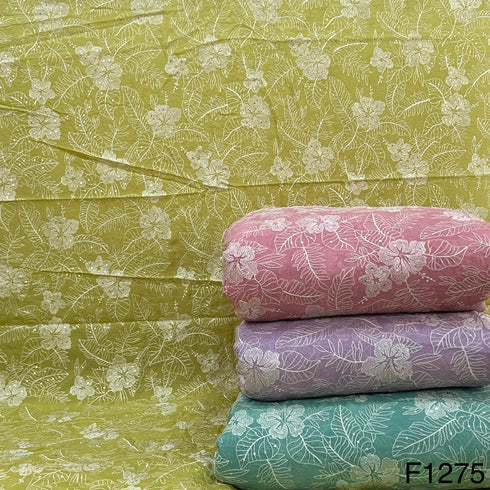 Thread Sequins Embroidered Viscose Organza Fabric-F1275