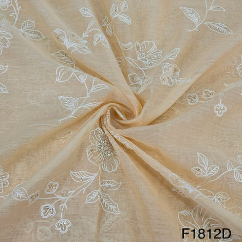 Thread Sequins Embroidered Chanderi Silk Fabric-F1812