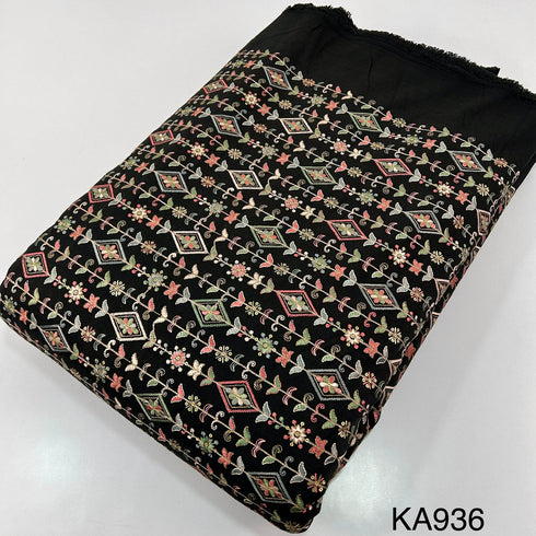 Thread Embroidered Sequins Cotton Silk Fabric KA936