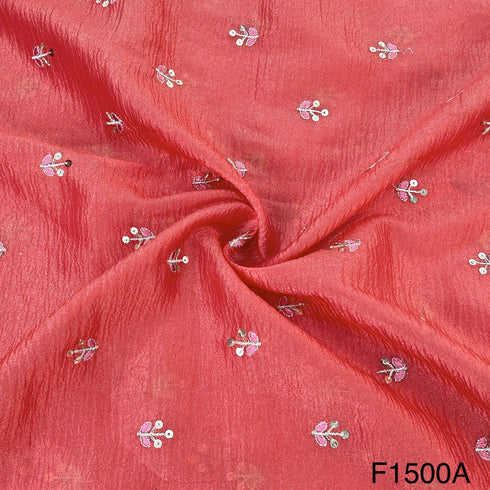 Zari Sequins Buti Crushed Organza Fabric-F1500