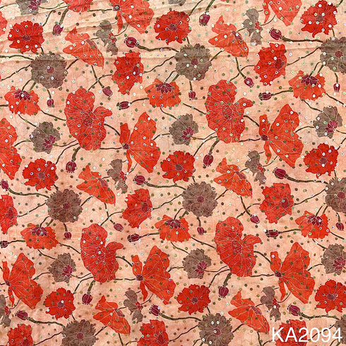 Printed Sequins Georgette Fabric-KA2094