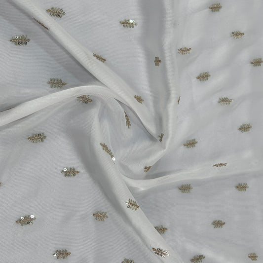 Zari Sequins Shimmer Silk Fabric-KA458