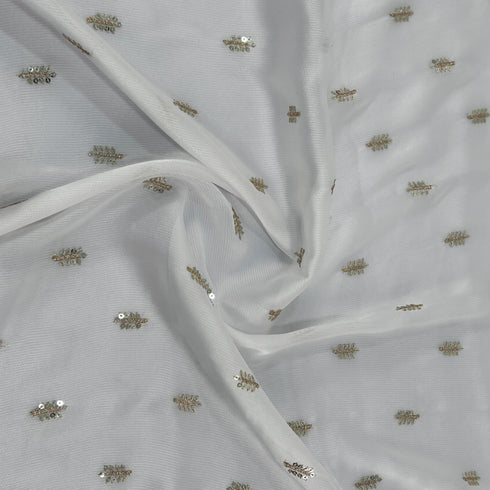 Zari Sequins Shimmer Silk Fabric-KA458