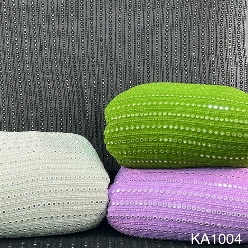 Embroidered Faux Mirror Georgette Fabric-KA1004