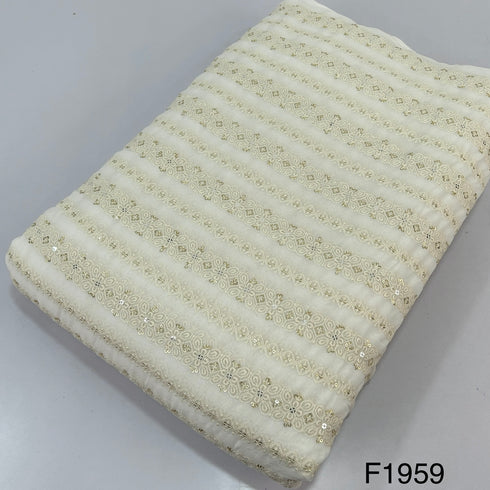 Dyeable Thread Sequins Embroidered Georgette Fabric - F1959