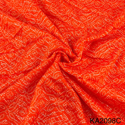Bandhani Print Sequins Chinon Fabric-KA2098
