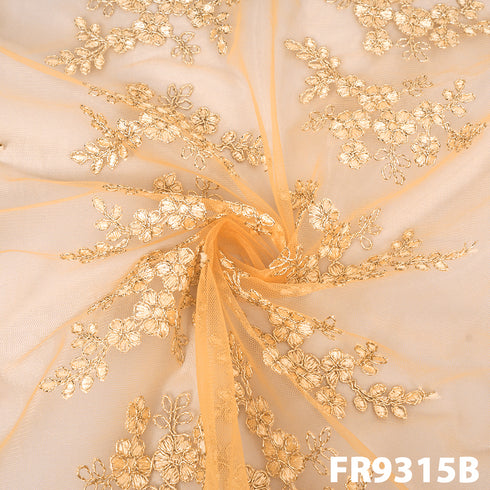 Embroidered Zari Net Fabric-FR9315