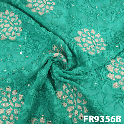 Thread Sequins Embroidered Georgette Fabric-FR9356