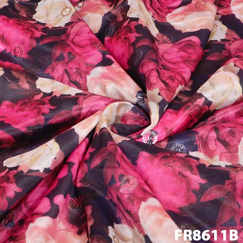 Printed Sequins Semi Silk Fabric-FR8611