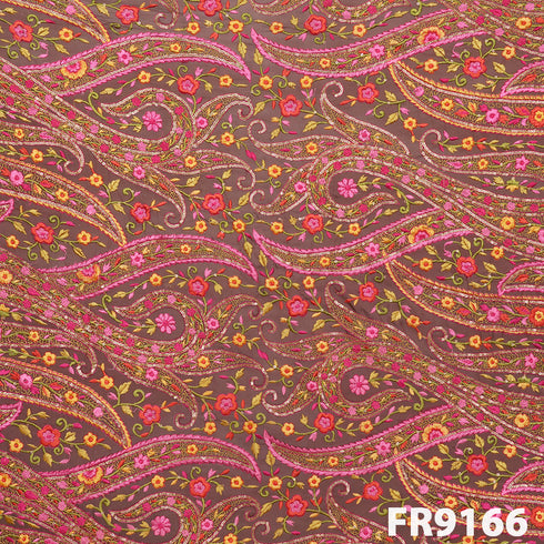Phulkari Embroidered Georgette Fabric-FR9166