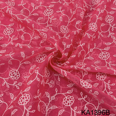 Thread Embroidered Pure Silk Organza FABRIC-KA1396
