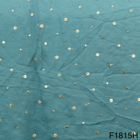 Zari Sequins Viscose Organza Fabric-F1815