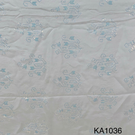 Dyeable Embroidered Sequins Organza Fabric-KA1036