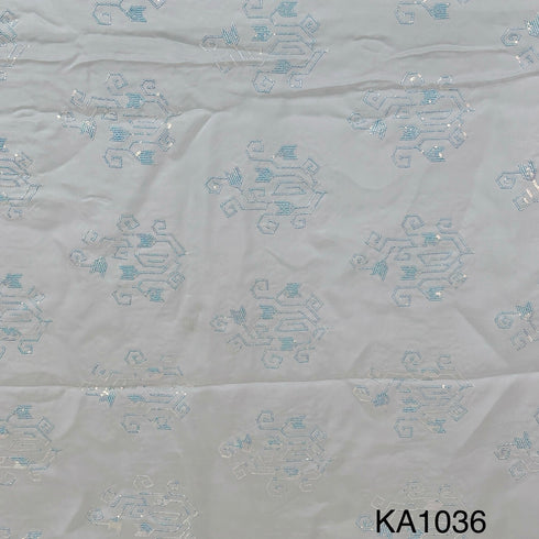 Dyeable Embroidered Sequins Organza Fabric-KA1036