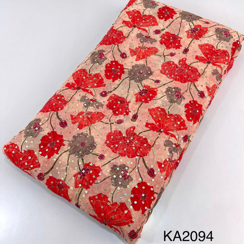 Printed Sequins Georgette Fabric-KA2094