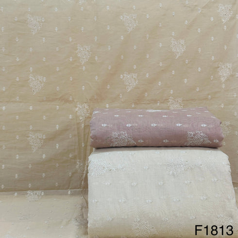 Thread Sequins Embroidered Chanderi Silk Fabric-F1813