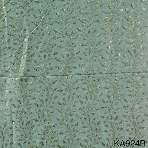 Thread Embroidered Sequins Cotton Silk Fabric KA924