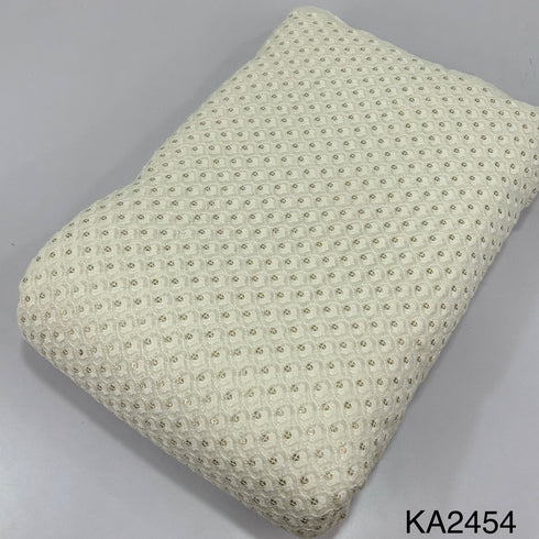 Dyeable Thread Sequins Embroidered Georgette Fabric - KA2454