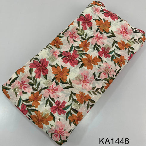 Printed Sequins Georgette Fabric-KA1448