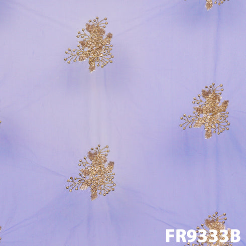 Embroidered Zari Net Fabric-FR9333