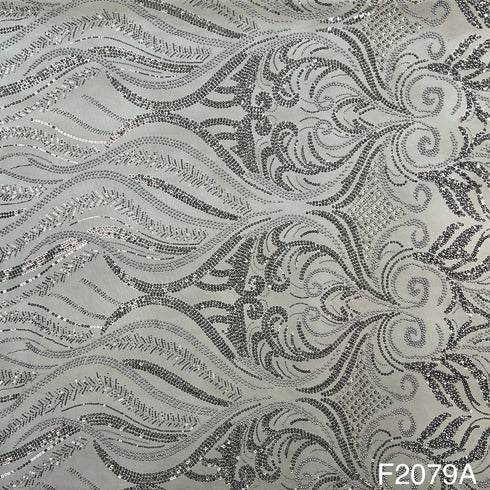 Imported Net With Sequins Beads Fabric - F2079