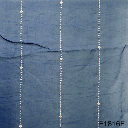 Zari Sequins Stripes Viscose Organza Fabric-F1816