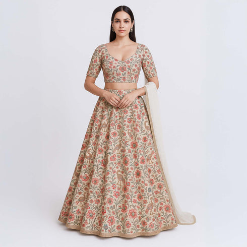 Thread Sequins Embroidered Cotton Fabric-F3612