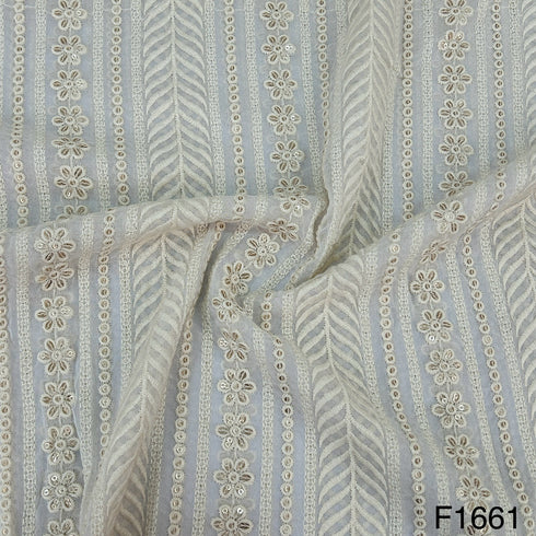 Dyeable Embroidered Sequins Georgette Fabric-F1661
