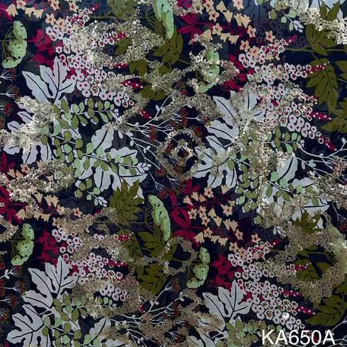 Printed Sequins Georgette Fabric-KA650