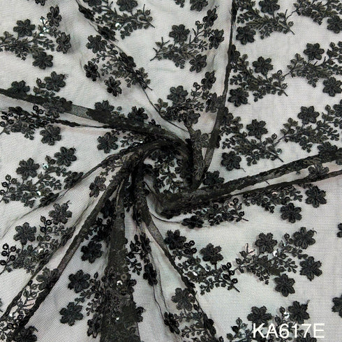 Embroidered Sequins Net Fabric-KA617