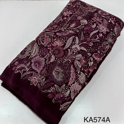 Thread Embroidered Sequins Georgette Fabric-KA574