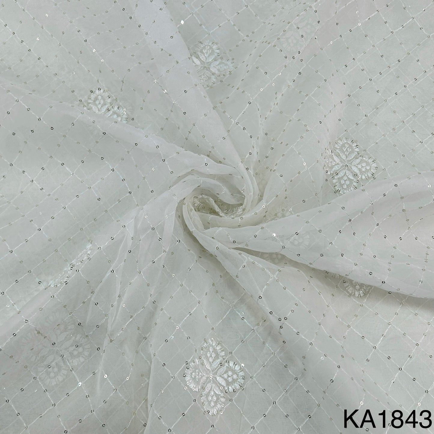 Dyeable Sequins Georgette Fabric-KA1843