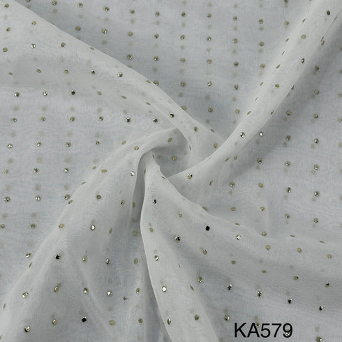 Pasted Mukaish Georgette Fabric-KA579