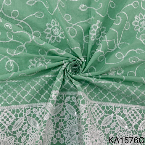 Embroidered Sequins Cotton Fabric-KA1576