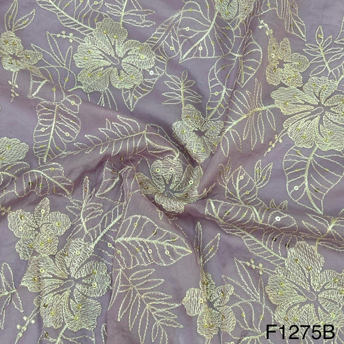 Thread Sequins Embroidered Viscose Organza Fabric-F1275