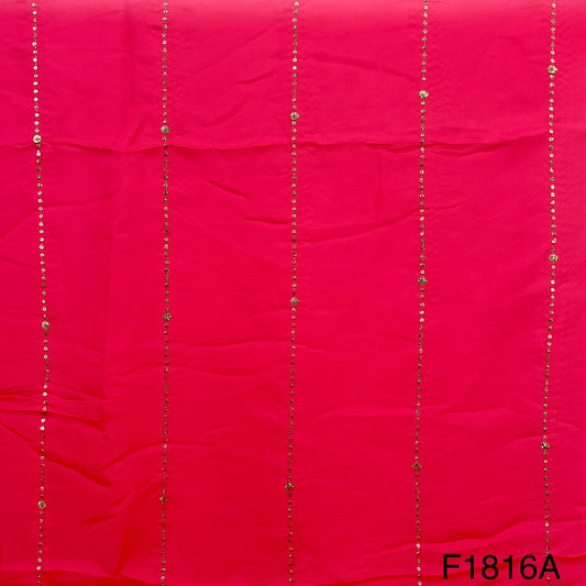 Zari Sequins Stripes Viscose Organza Fabric-F1816