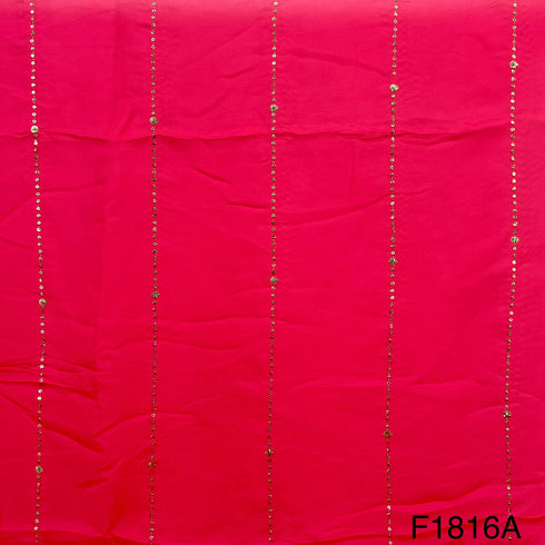 Zari Sequins Stripes Viscose Organza Fabric-F1816